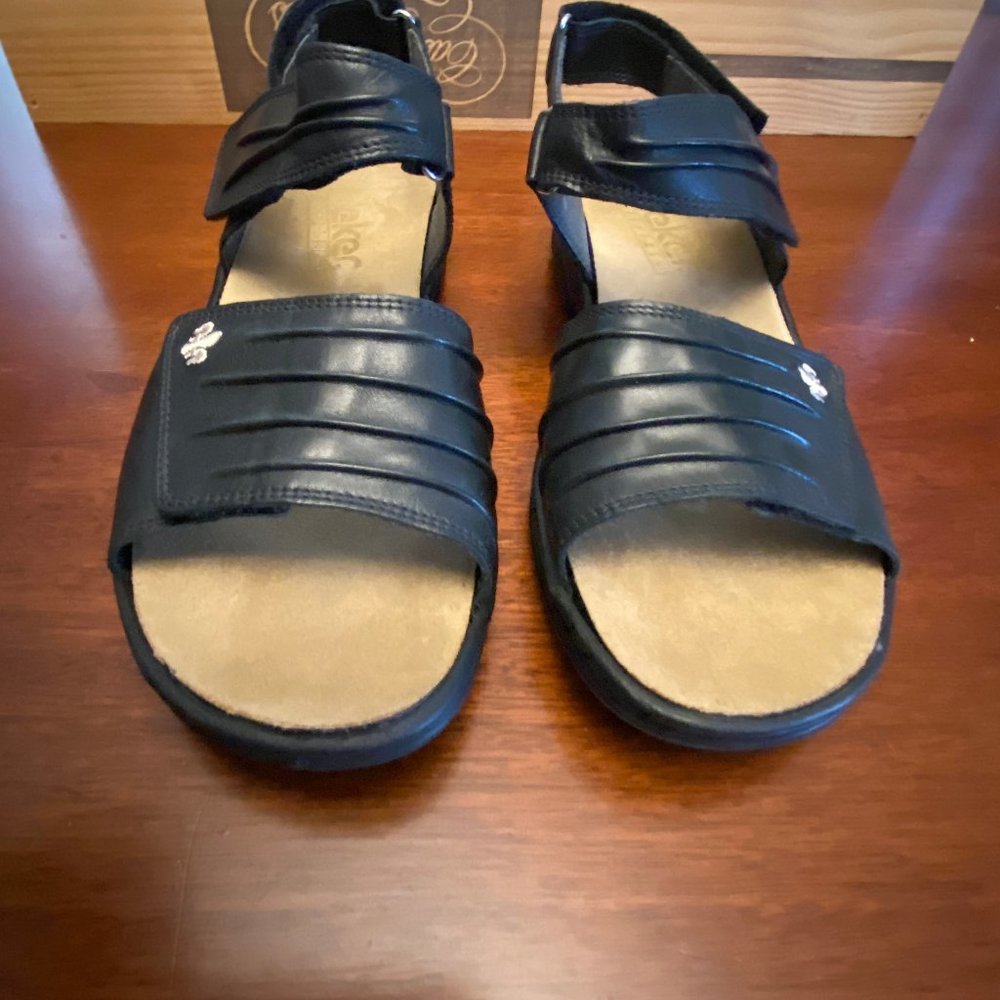 Rieker Women's Black Leather Adjustable Strap Sandals - Picture 9 of 16
